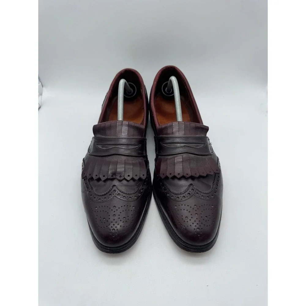 Allen Edmonds Wakefield Mens 13 A Burgundy Leather Kiltie Tassel Wingtip Loafers